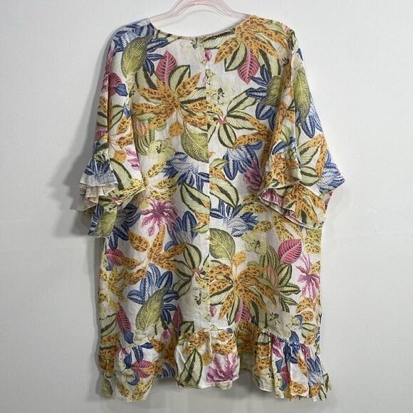 Floral Linen Oversized Top Lagenlook Beachy - Picture 5 of 10